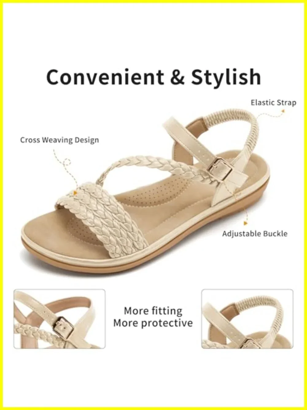 Women's Strappy Flat Sandals Adjustable Buckle Gladiator Sandals Faux Leather